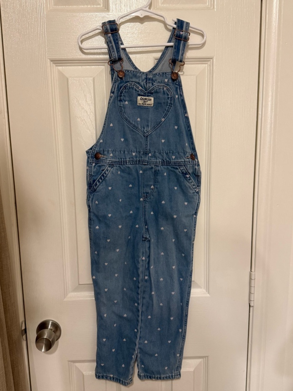 Toddler Girls OshKosh B'gosh Light Blue Denim Overalls with White Tag 5T